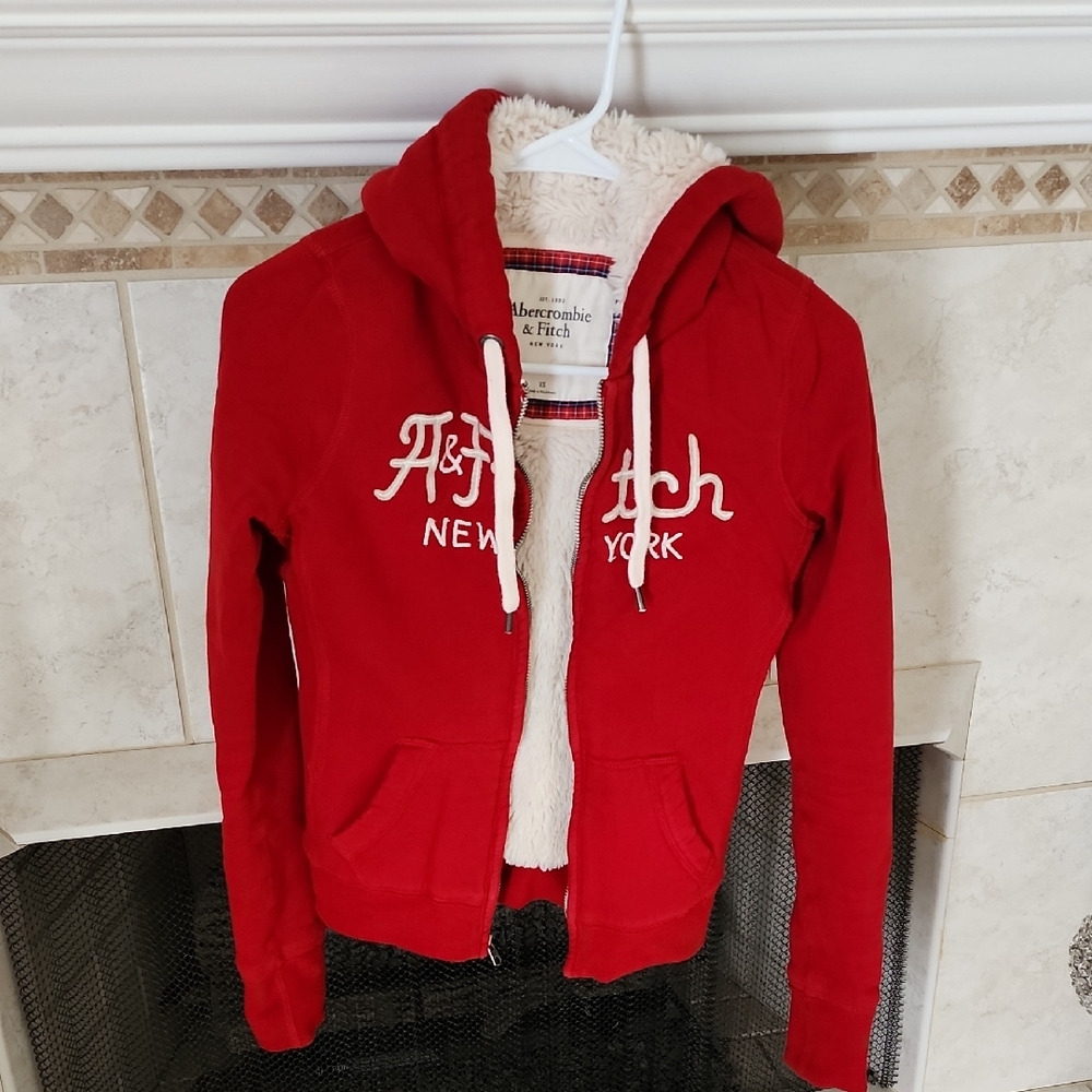 🎅 ABERCROMBIE FUR-LINED HOODIE SWEATSHIRT JACKET 🎅